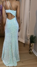 Jovani Women's Elegant -Aqua Sequin One Shoulder -Open Back Prom Dress Size 2