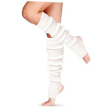 Long Leg Warmers for Women 24 Inch over The Knee Knit Ribbed One Size 1 White