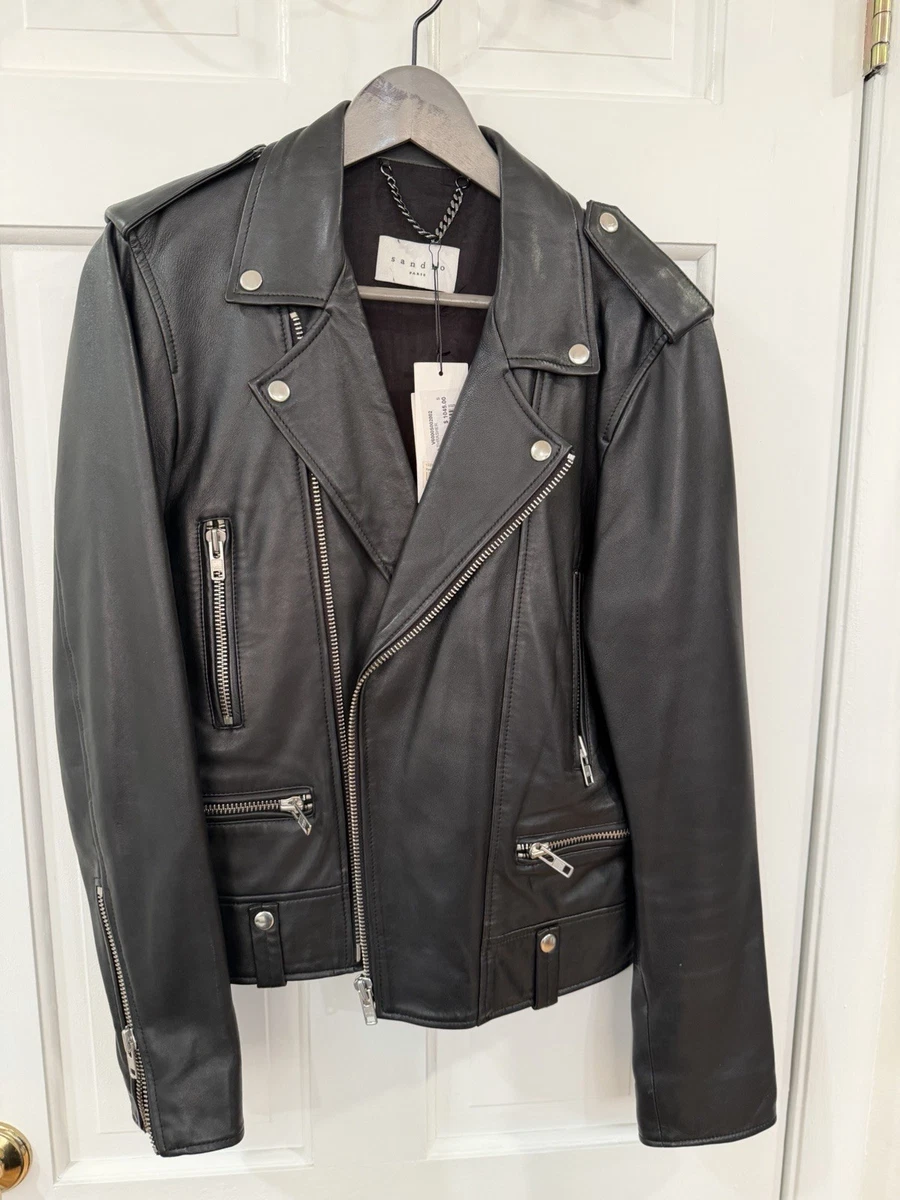 Sandro « Thrasher » Black Biker Leather Jacket Size S | eBay