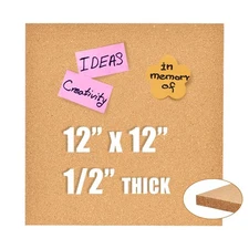 12x12 Cork Board Tiles Bulletin Board, 1/2 Thick Small Square Cork Boards for...