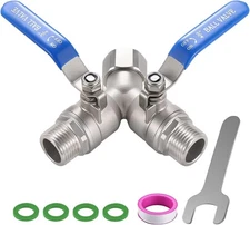 304 Stainless Steel Garden Hose Splitter 2 Way Heavy Duty, Full Flow Hose Y S...