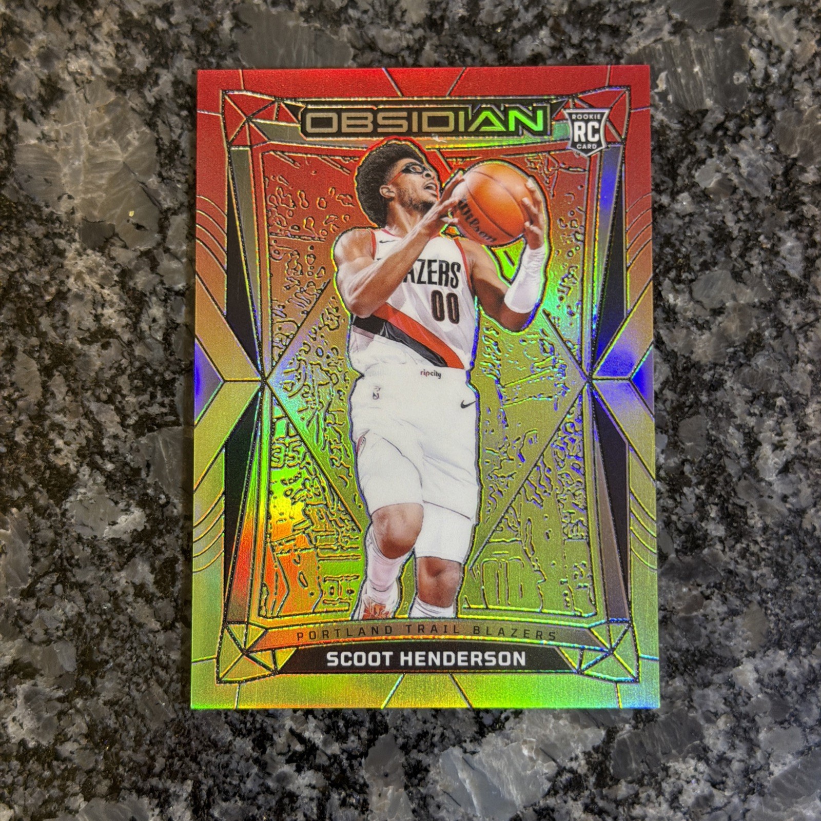 2023-24 Panini Obsidian Scoot Henderson #2 Electric Etch Reggae Flood /75 (RC)