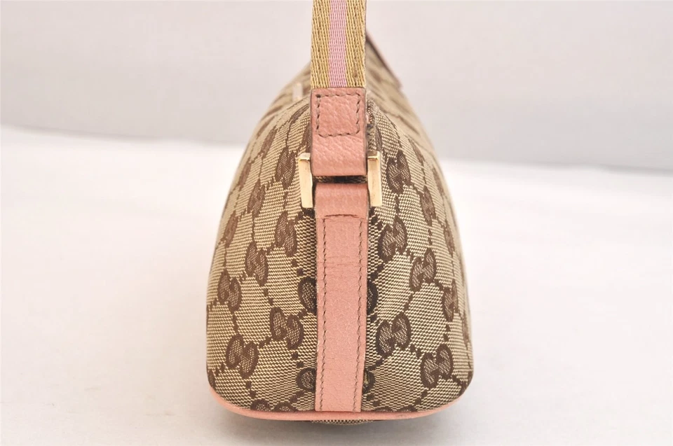 Auténtico Bolso de Mano GUCCI Línea Jerez Bolsa GG Lona Cuero 141809 Marrón 4791N Foto 4 de 4