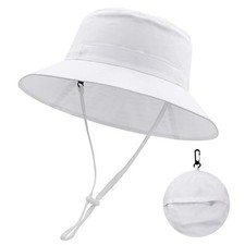 Kid Sun Hat Wide Brim Foldable Bucket Hat UPF50 Sun Protection 1-3T White