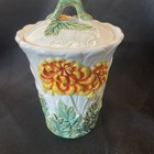 Vintage Ceramic Canister Chrysanthemums (mums). Possibly Lefton - 5 1/2” Tall — photo 1