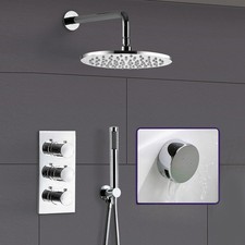 LILLY ROUND 3 DIAL 3 WAY BATHROOM CONCEALED THERMOSTATIC SHOWER MIXER VALVE TAP