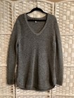 Women’s TOAD&CO Merino Wool gray Sweater V Neck Rounded Hem sz L