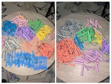375 PC Lot Vintage Perm Rods Multiple Sizes Teal Pink Yellow Hair Rollers 1960s