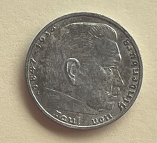 2 MARK Coin 1939 A WWII era Germany HINDENBURG fine SILVER