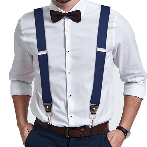 Buyless Fashion Suspenders Men - 48" Elastic Adjustable Straps 1 1/4" - Y Back - Picture 63 of 91
