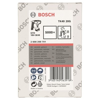 Bosch Schmalrückenklammer, 1.2/18g TK40 20mm verzinkt 5000 Stück für GTH 18 V-38