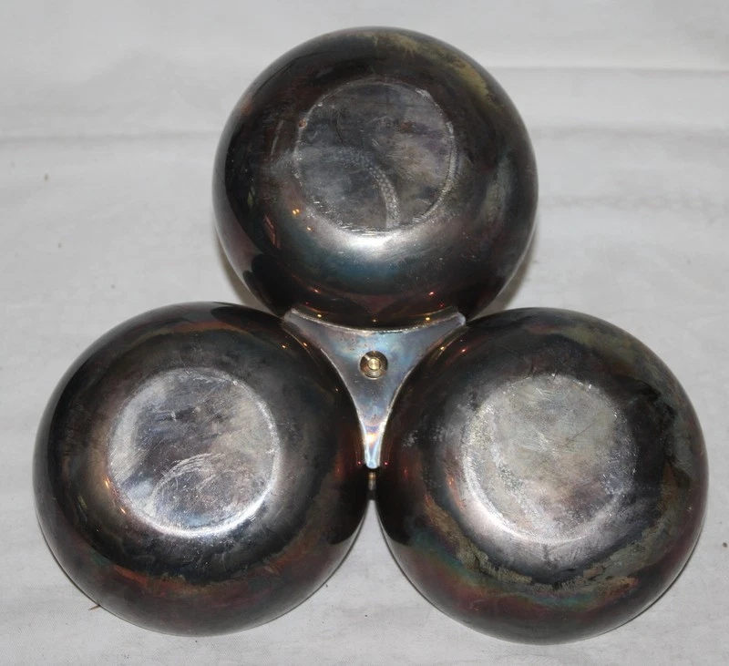 schöne 3-geteilte Metall Schale / Nussschale / Snackschale - Bild 3 von 3