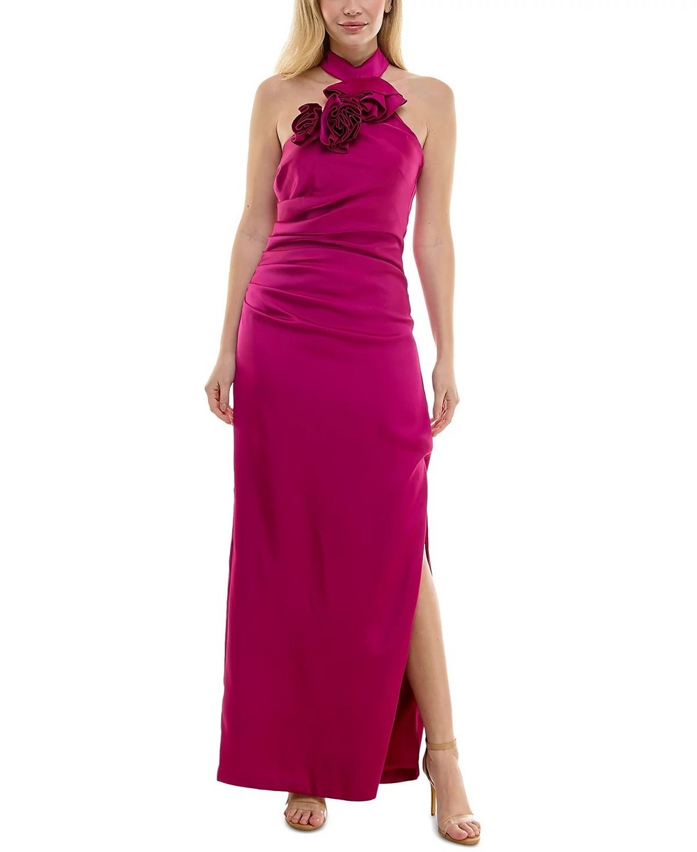 green emerald velvet dress Mermaid Sage Halter Corset Long Prom Dress with Rosette Embellishment main image 1