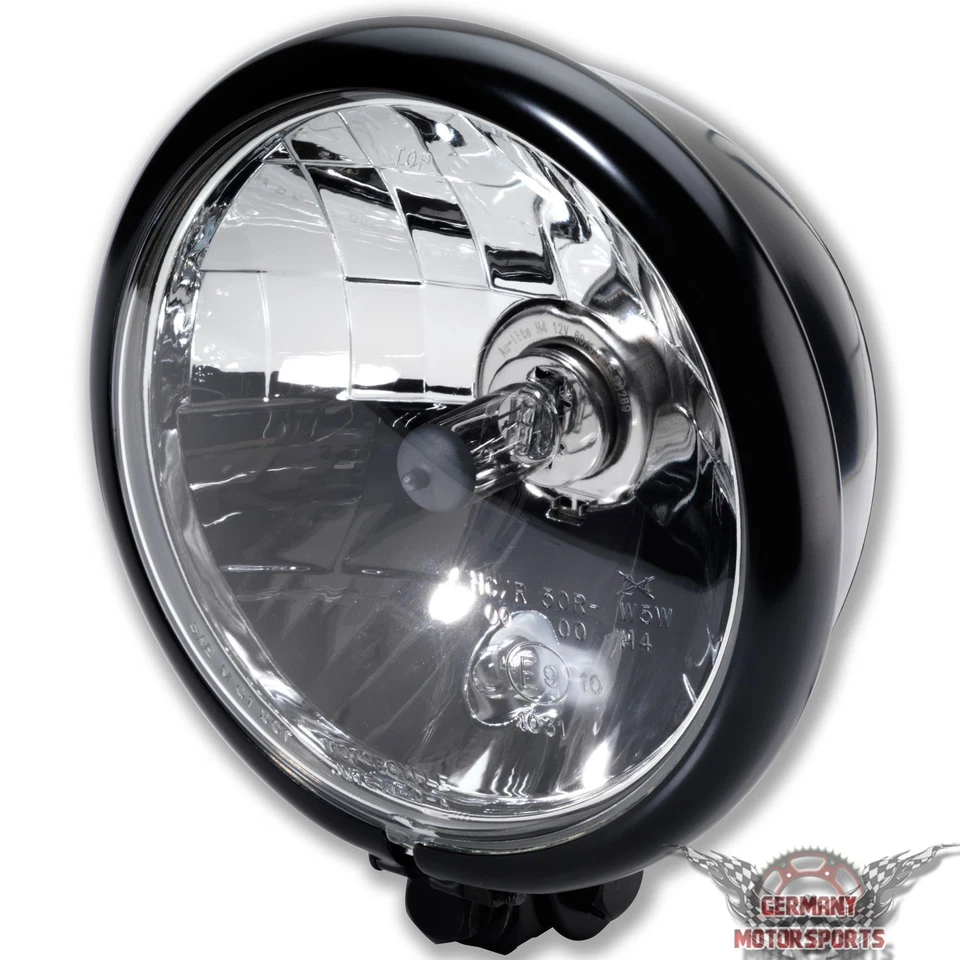 H4 Motorrad Mini Haupt Scheinwerfer mit Halter Chopper Custom Bobber 5 3/4 Zoll - Bild 2 von 4