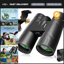 High Powered 12x50 Waterproof Binoculars for Adults - Large View, Outdoor Use