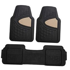 Car Floor Mats - Heavy-Duty Rubber Floor Mats for Cars, Universal Fit Beige