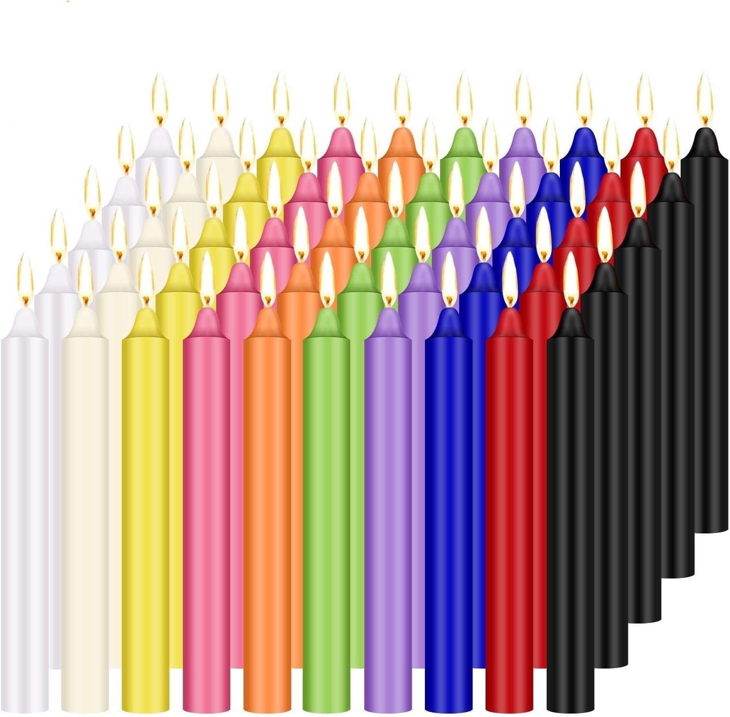 100 Pack Assorted Color Spell Chime Candles, 4 Inch Mini Tap