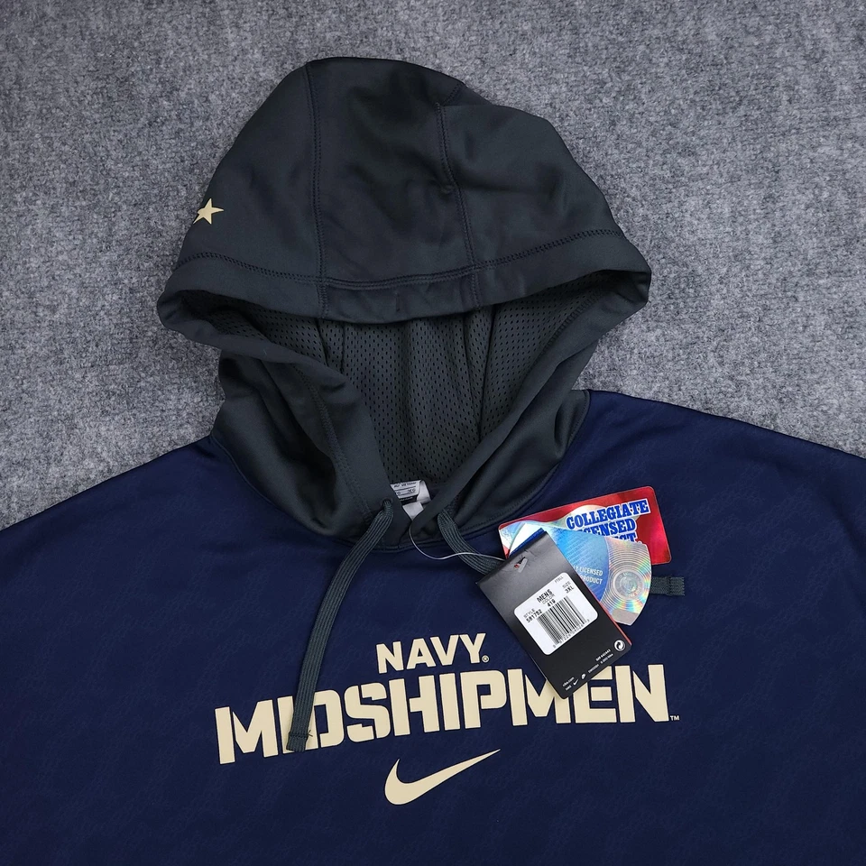 Navy Midshipmen Hoodie Mens 3XL Blue Gray NCAA Football Nike Therma Fit Pullover - Image 3 of 4