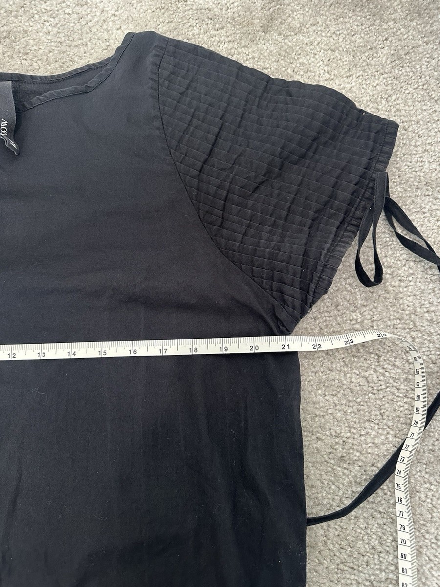 Kowtow Quilted Sleeve Tie Waist Cotton T-Shirt Dress in Black Size Small (wear) View 6