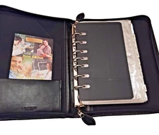 Zippered Franklin Covey Day Timer Organizer 10.5X8 Black w/ Inserts & Stickers