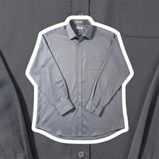 Enro Dress Shirt 19 38-39 Tall Silver Blue Cotton Button Down Big & Tall