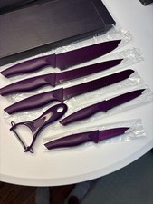 Purple Kitchen Knife Set with Peeler - 6 Piece