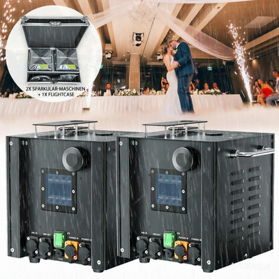 2X 750W Cold Spark Machine Sparkular Funkenmaschine DMX512 mit Flightcase Show