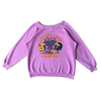 1987 Arizona St Michigan Rose Bowl Champs NCAA Dyed Pink Crewneck Sweatshirt 