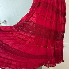 NWT Vintage Red Cotton Maxi Sleeveless Peasant Dress Crochet Boho Medium