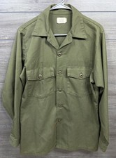 Vintage OG-507 Utility Shirt Mens 15.5x33 Green 70s US Army USGI Durable Press