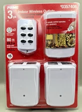 NEW PRIME 0357408 3 pk Indoor Wireless Outlets HLRC23PK 80 ft Range 2 Receivers
