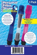 NEW 3 Pack Personal Portable Water Filter Straw Portable Emergency Purification