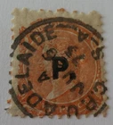 South Australia 1870 Department P (Police) overprint on 2d used