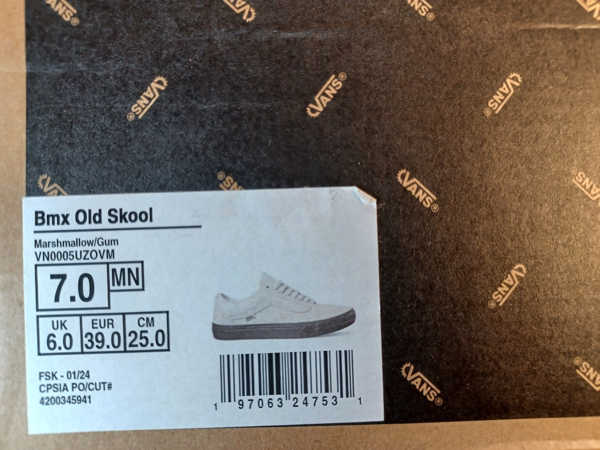 Vans Men's 7/Women's Old Skool BMX Marshmallow/Gum Popcush