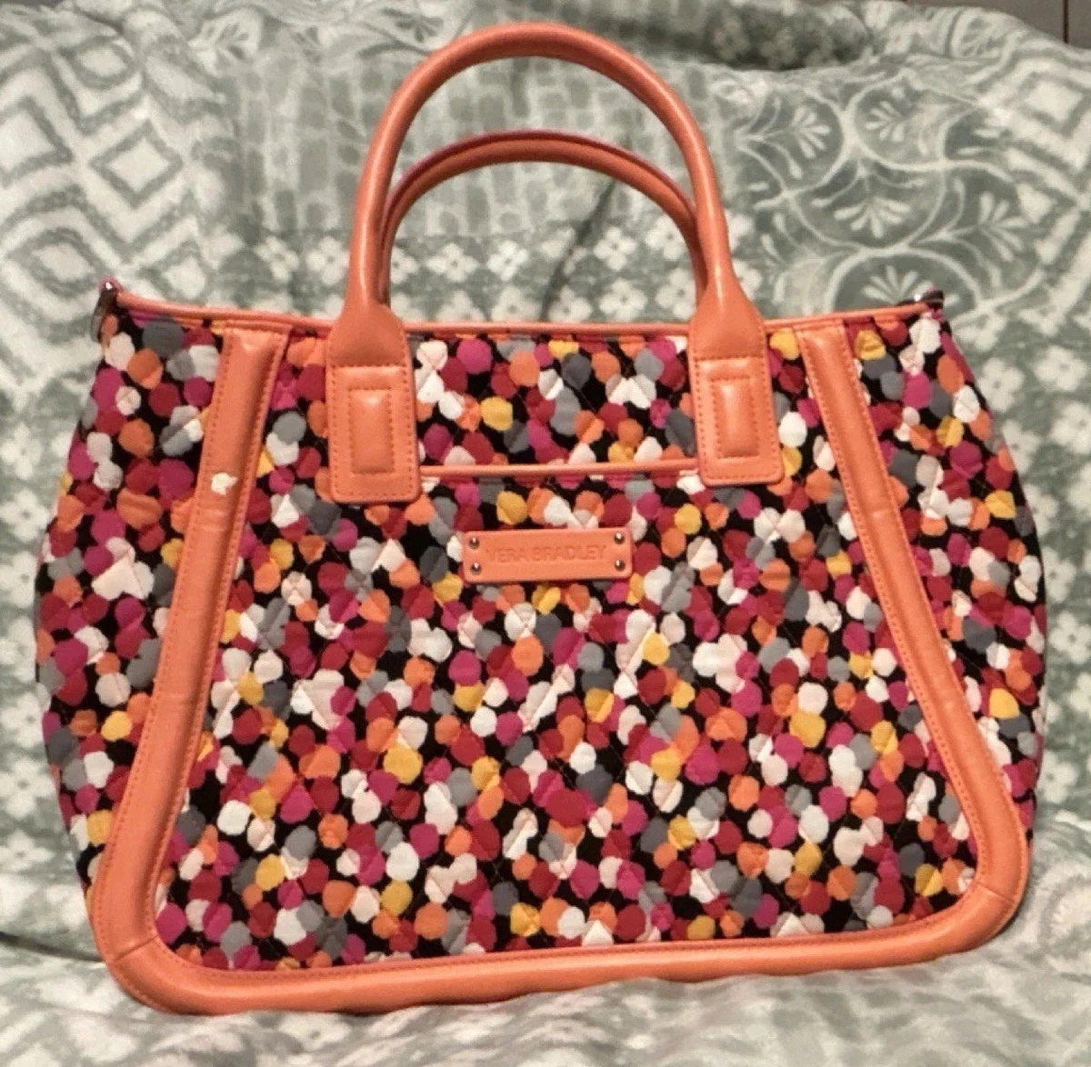 Vera Bradley Faux Leather Exterior Satchel/Top Handle Bag 