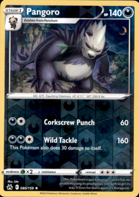 Pangoro Reverse Holo Rare SWSH: Crown Zenith 080/159 NM uta 2023