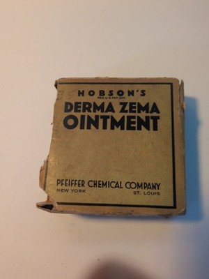 HOBSON S DERMA ZEMA OINTMENT VINTAGE FULL TIN, ORIGINAL BOX