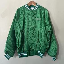 Vintage 80’s Auburn Sportswear Bomber Jacket Size XL Green Satin Snap Lined