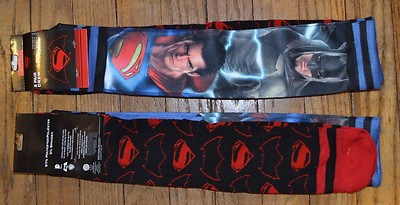 2 Pairs of Men's Crew Socks Batman Superman Shoe Size 6-12 Licensed HYP Sock