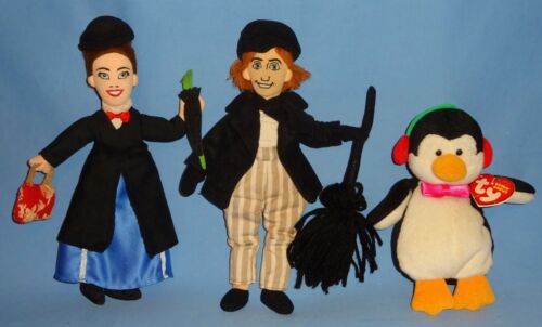 Disney plush Mary Poppins-Bert Chimney Sweep 10"-Ty Penquin 6"-Beanbag Lot-3 - Picture 1 of 12
