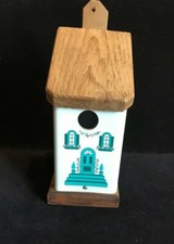 Bird House Decorative House Design Wood  Resin 11.5" High