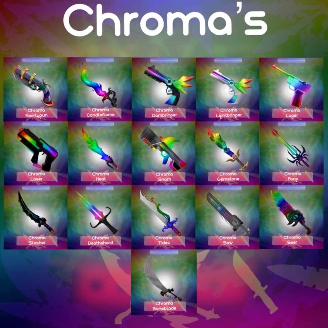 Roblox Murder Mystery 2 MM2 Chroma Laser Godly Knifes and Guns