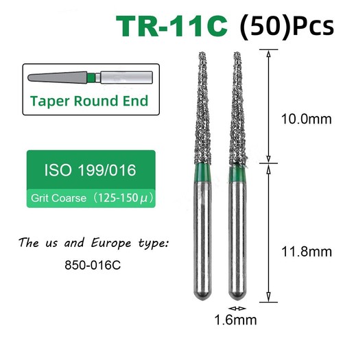 107 Types Dental Diamond Burs Dentistry Drills Green Coarse Grit For High Speed - Picture 21 of 107