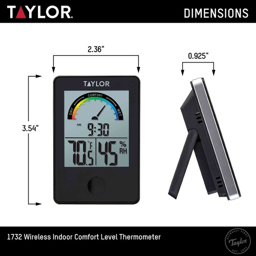 Digital Indoor Comfort Level Thermometer and Hygrometer Black - Picture 5 of 8