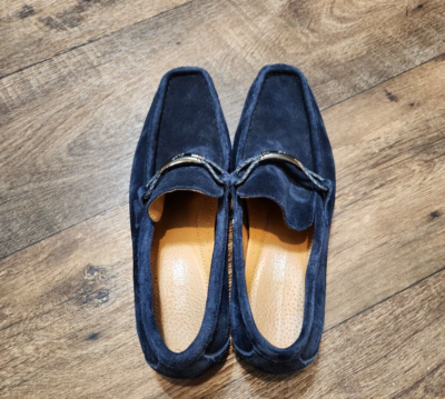 Stacy Adams \'Neville\' Men 9.5 Moc Toe Bit Navy Blue Suede Leather Loafer Slip On Stacy Adams Neville Moc-Toe Slip-On Memory Foam Loafers Navy  main image 2