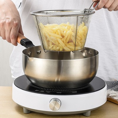  Deep Fry Basket Spaghetti Colander Faltbarer Schlitz Vati Chip -Frittierkorb