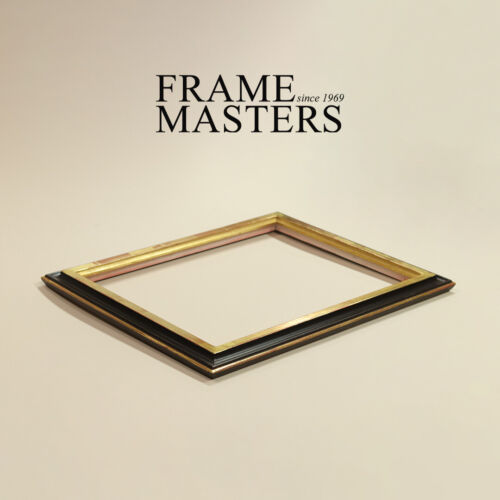 9x12 to 16x20 Solid Wood Picture Frame Gilded in 22k Gold Leaf Top Black Panel - Picture 3 of 5
