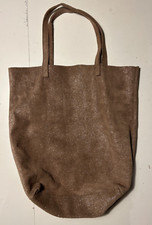 Monserat De Lucca Women's Sparkly Suede Leather Tote Bag Tan