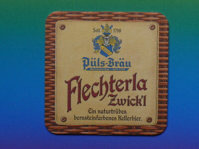 PÜLS-Brau Weismain/Bay. ''FLECHTERLA ZWICK ́L'' cellar beer beer mat NEW
