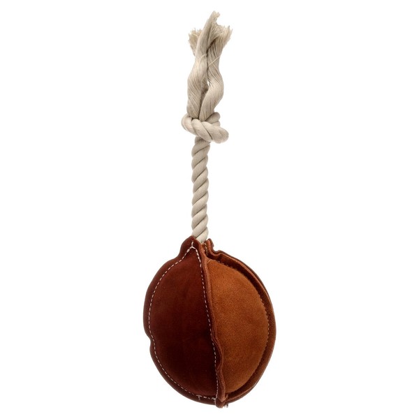 Flamingo Hundespielzeug Swa Rugby Leder Braun 32Cm Zahnpflege Quietscher-image